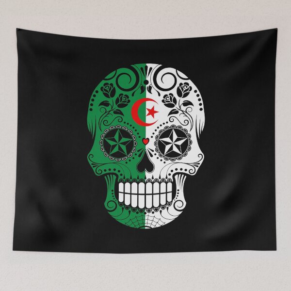 Artikelvorschau, Zuckerschädel mit Rosen und Flagge von Algerien entworfen und verkauft von JeffBartels.