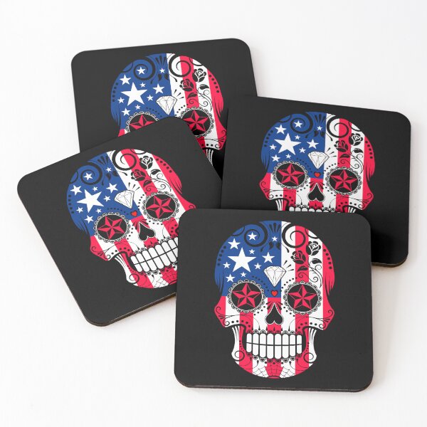 Item preview, Sugar Skull with Roses and Flag of United States designed and sold by JeffBartels.