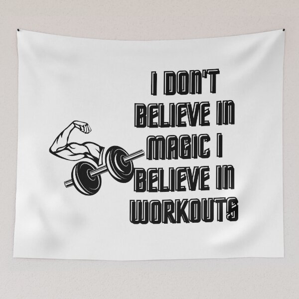 Item preview,  I Don't Believe in Magic I Believe in Workouts , Funny gym, workout, exercise designed and sold by Alexa5454.