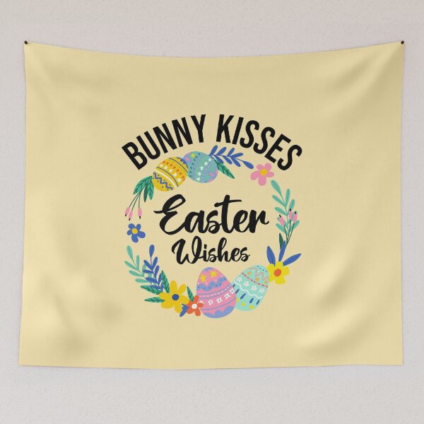 Item preview, Bunny Kisses and Easter Wishes, Easter Eggs Postcards and stickers Gift for Mom and Dad, Spring Celebration Quotes designed and sold by Eddyed.