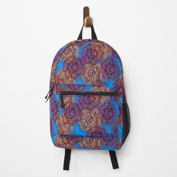 Item preview, Indian Floral design, purple and beige on a turquoise background designed and sold by TracyDDigitals.