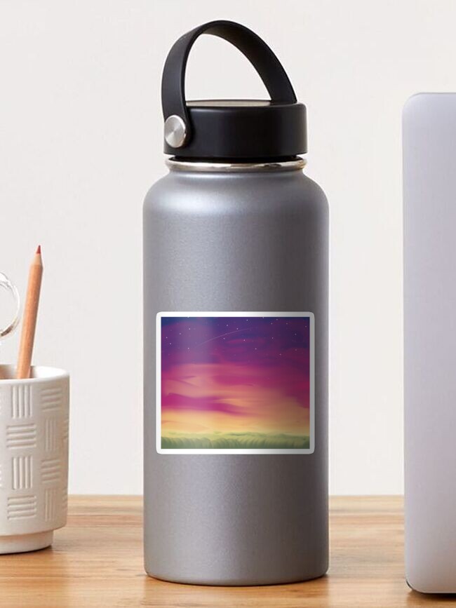 Thumbnail 1 of 3, Sticker, Sunset Minimalist Smudge Art designed and sold by BlazeraptorGirl.