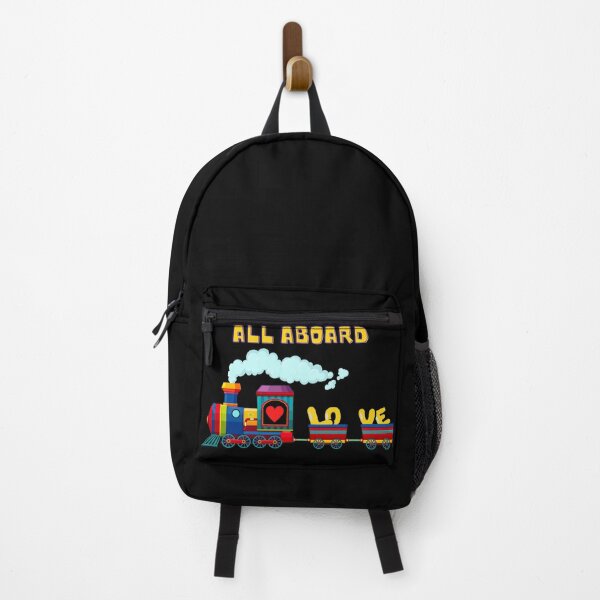 Item preview, All Aboard Multi Color Retro Love Train Yellow and Blue Letters Graphic designed and sold by podguy.