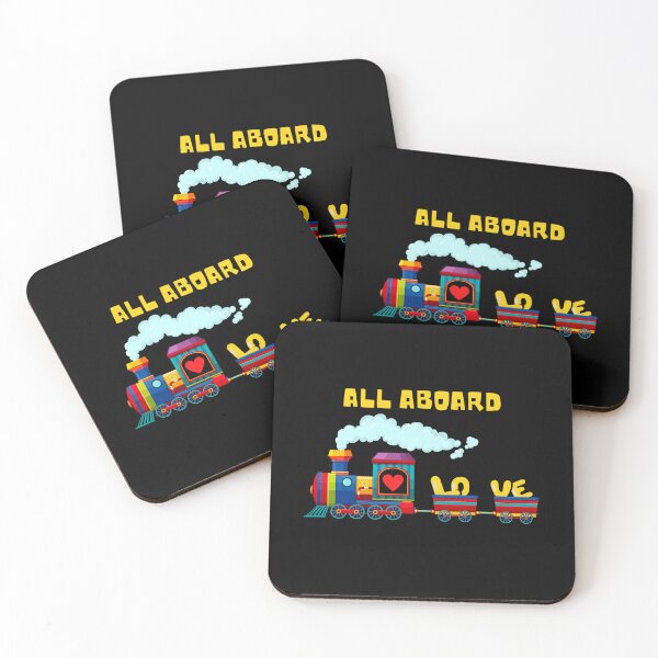 Item preview, All Aboard Multi Color Retro Love Train Yellow and Black Letters Graphic designed and sold by podguy.