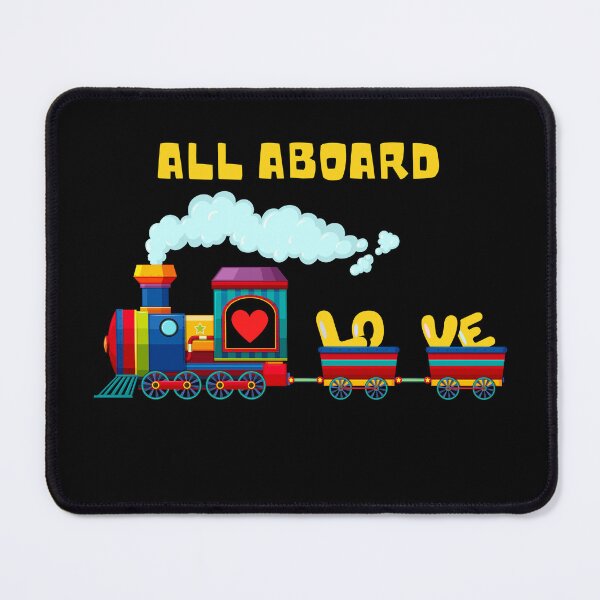 Item preview, All Aboard Multi Color Retro Love Train Yellow and Black Letters Graphic designed and sold by podguy.