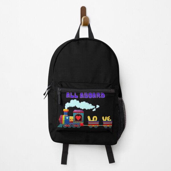 Item preview, All Aboard Multi Color Retro Love Train Blue and Yellow Letters Graphic designed and sold by podguy.