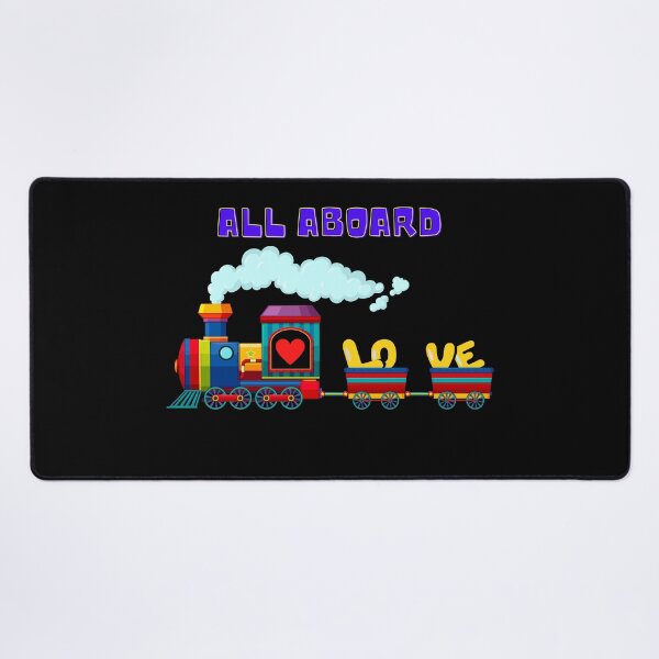 Item preview, All Aboard Multi Color Retro Love Train Blue and Yellow Letters Graphic designed and sold by podguy.