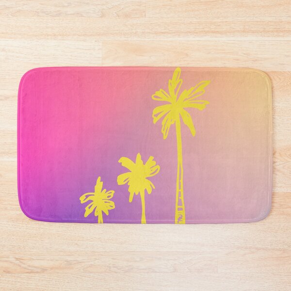 Item preview, Vintage Hawaiian aloha, yellow palm trees with colorful gradient sunset background designed and sold by Emily Roberts.
