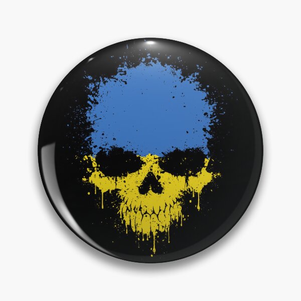 Item preview, Chaotic Ukrainian Flag Splatter Skull designed and sold by JeffBartels.