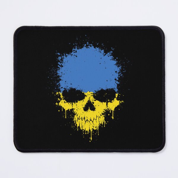 Item preview, Chaotic Ukrainian Flag Splatter Skull designed and sold by JeffBartels.