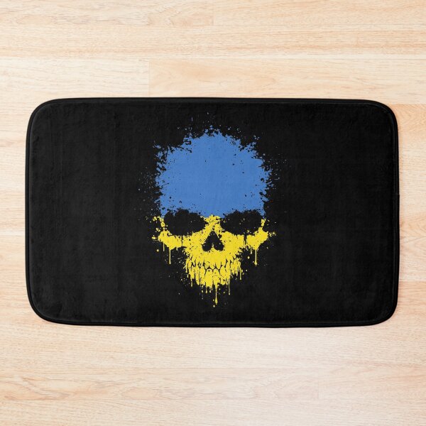 Artikelvorschau, Chaotische ukrainische Flagge Splatter Skull entworfen und verkauft von JeffBartels.