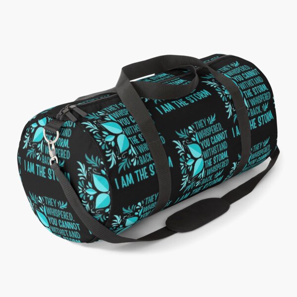 Item preview, I am the storm quote about strength with a beautiful aqua blue floral design, encouraging gifts for her designed and sold by Auntieck.