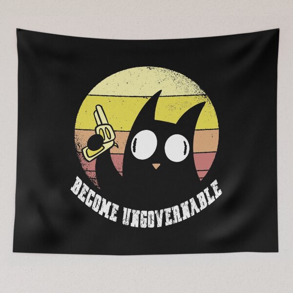 Item preview, Funny Retro Black Cat Become Ungovernable design designed and sold by Merchking1.