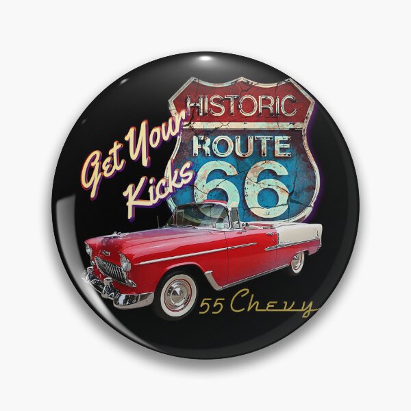 Item preview, Get your kicks 1955Chevy Bel Air Vintage Retro Classic Car Street Hot Rod Antique Route 66 Design designed and sold by AGED Limited.