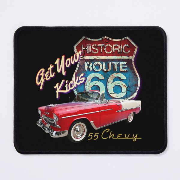Item preview, Get your kicks 1955Chevy Bel Air Vintage Retro Classic Car Street Hot Rod Antique Route 66 Design designed and sold by AGED Limited.