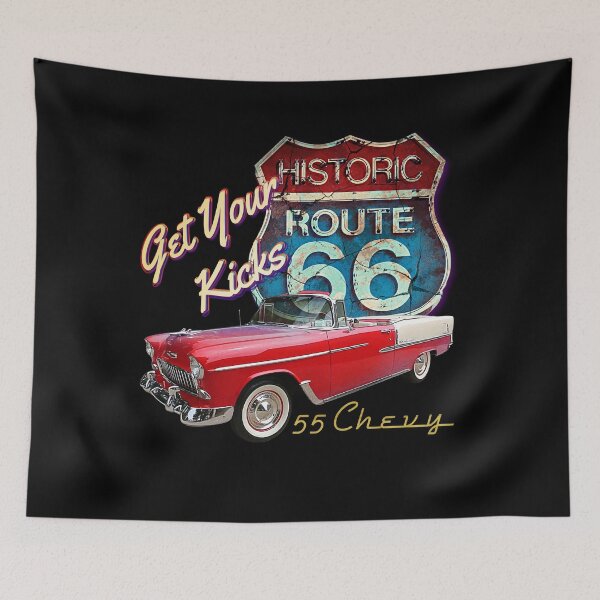 Item preview, Get your kicks 1955Chevy Bel Air Vintage Retro Classic Car Street Hot Rod Antique Route 66 Design designed and sold by AGED Limited.