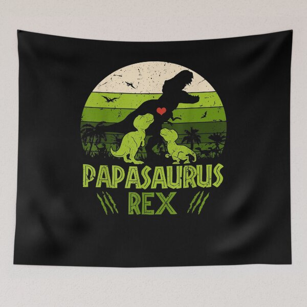 Aperçu de l'œuvre Vintage Sunset 2 Kids Papasaurus Gift For Fathers Day, For Man For Women Handmade, Trending Now créée et vendue par GPFFODIO.