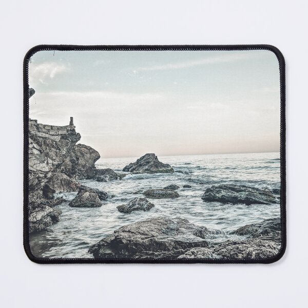 Item preview, Black and white rocky ocean designed and sold by anisbbmbrush.