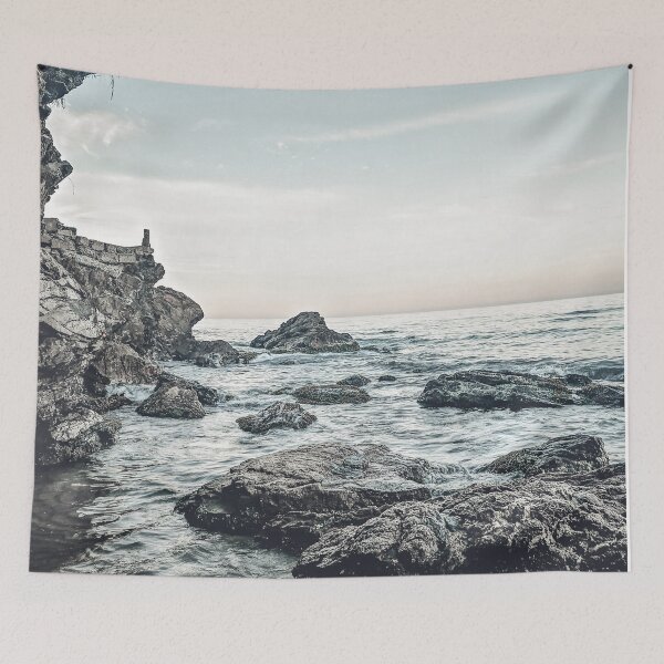 Item preview,  Black and white  rocky ocean  designed and sold by anisbbmbrush.