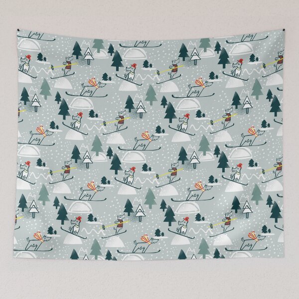 Item preview, Ski Dog On Light Green Background Pattern designed and sold by AniyahDuBuque.