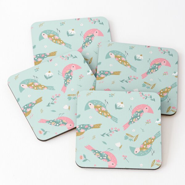 Item preview, Flower Garden Birds on Blue designed and sold by Heather Rosas.