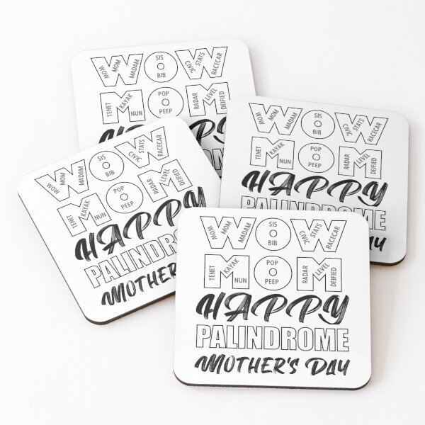 Item preview, Wow Mom Happy Palindrome Mother's Day Text Black and White designed and sold by artfulnotebook.
