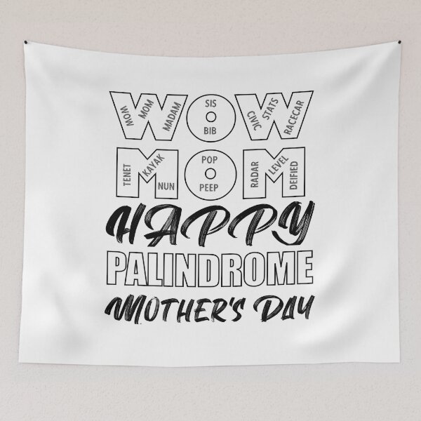 Item preview, Wow Mom Happy Palindrome Mother's Day Text Black and White designed and sold by artfulnotebook.