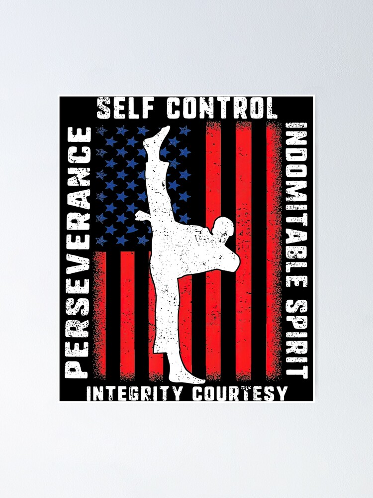 Taekwondo 5 Tenets Martial Arts Sports Usa Flag T-Shirt