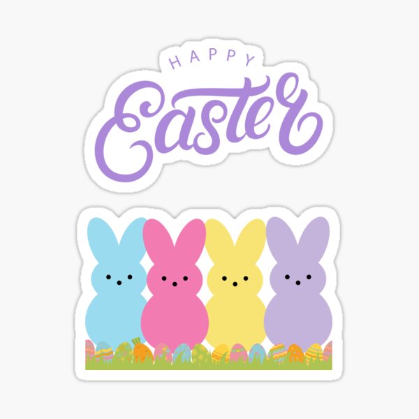 Happy Easter - Colorful Bunnies Sticker