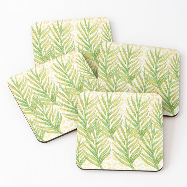 Item preview, leaf drawing yellow green pattern designed and sold by handmadehipsters.
