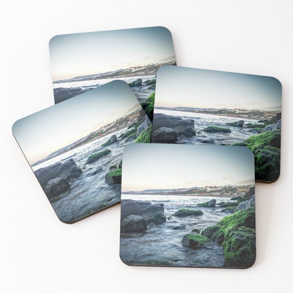 Item preview, Green rocks on beach   designed and sold by anisbbmbrush.