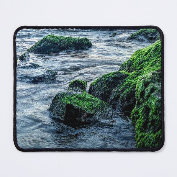 Item preview, Green rocks on beach   designed and sold by anisbbmbrush.