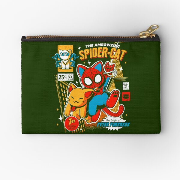 the ameozing spider cat tshirt - spider cat hoodies - spider cat Zipper Pouch