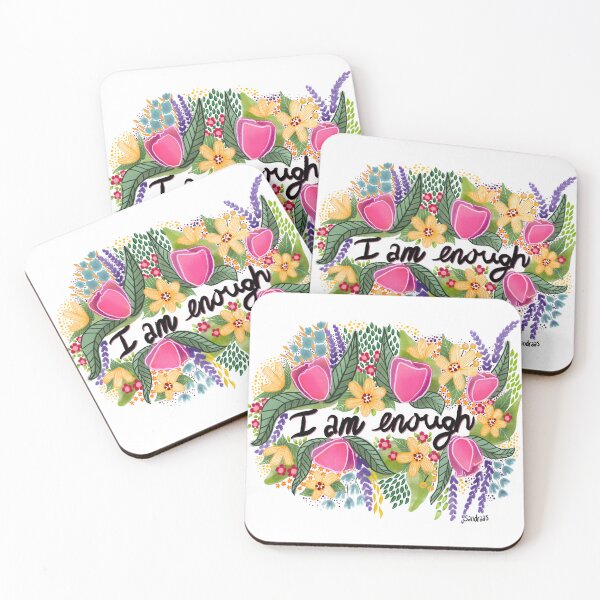 Item preview, I am enough - Floral quote designed and sold by SandraArtStudio.