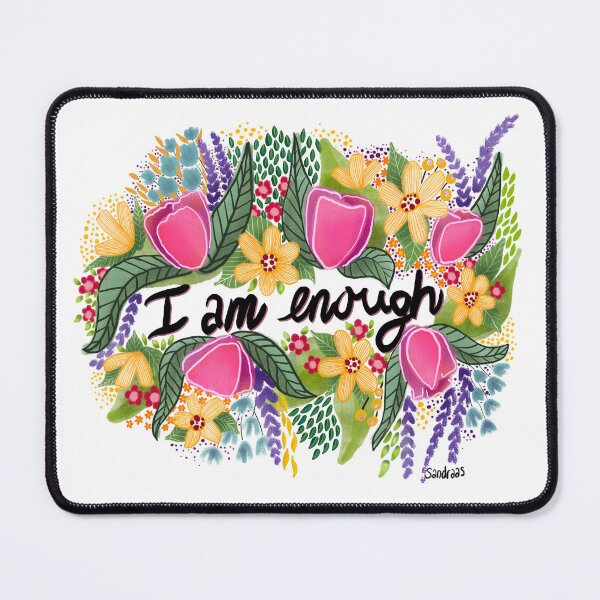 Item preview, I am enough - Floral quote designed and sold by SandraArtStudio.