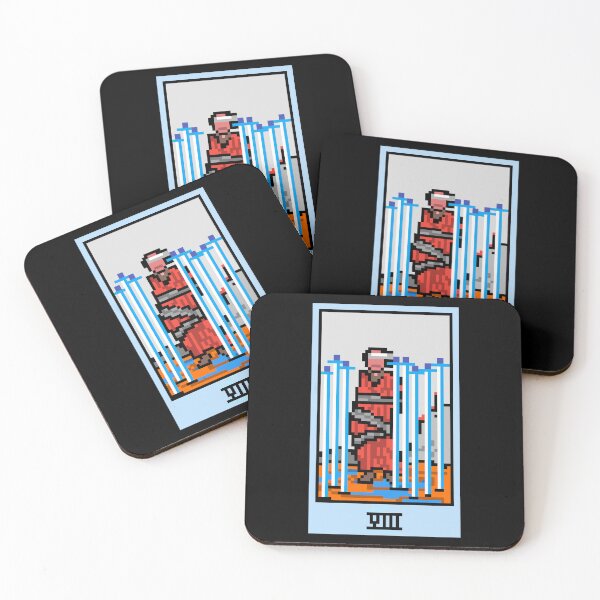 Item preview, Wait, is this pixel art tarot? Black - Minor Arcana 'Eight of Swords' (Design for T-shirt, stickers and other accessories) designed and sold by Pixel Waite.
