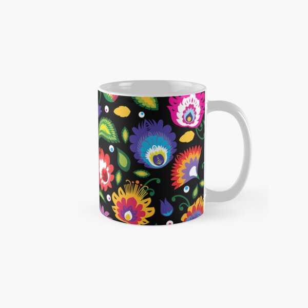 Vista previa del artículo con la obra «Flores folclóricas en negro», diseñado y vendido por FK-UK.