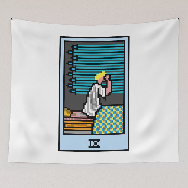 Item preview, Wait, is this pixel art tarot? White - Minor Arcana 'Nine of Swords' (Design for T-shirt, stickers and other accessories) designed and sold by Pixel Waite.