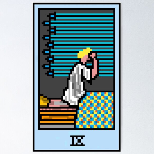 Item preview, Wait, is this pixel art tarot? White - Minor Arcana 'Nine of Swords' (Design for T-shirt, stickers and other accessories) designed and sold by Pixel Waite.