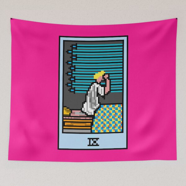 Item preview, Wait, is this pixel art tarot? Pink - Minor Arcana 'Nine of Swords' (Design for T-shirt, stickers and other accessories) designed and sold by Pixel Waite.