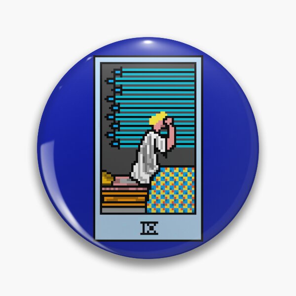 Item preview, Wait, is this pixel art tarot? Blue - Minor Arcana 'Nine of Swords' (Design for T-shirt, stickers and other accessories) designed and sold by Pixel Waite.
