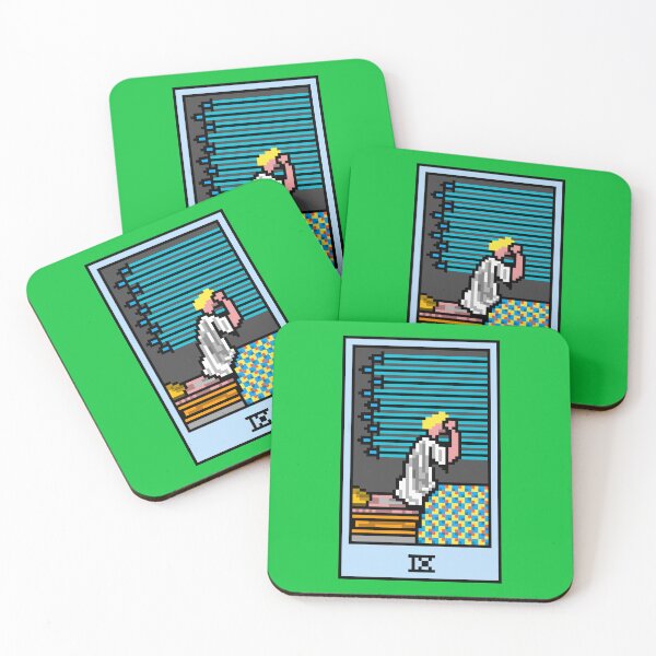Item preview, Wait, is this pixel art tarot? Green - Minor Arcana 'Nine  of Swords' (Design for T-shirt, stickers and other accessories) designed and sold by Pixel Waite.
