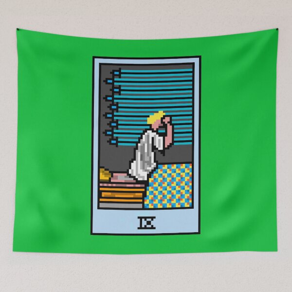 Item preview, Wait, is this pixel art tarot? Green - Minor Arcana 'Nine  of Swords' (Design for T-shirt, stickers and other accessories) designed and sold by Pixel Waite.