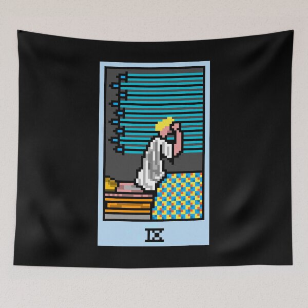 Item preview, Wait, is this pixel art tarot? Black - Minor Arcana 'Nine of Swords' (Design for T-shirt, stickers and other accessories) designed and sold by Pixel Waite.