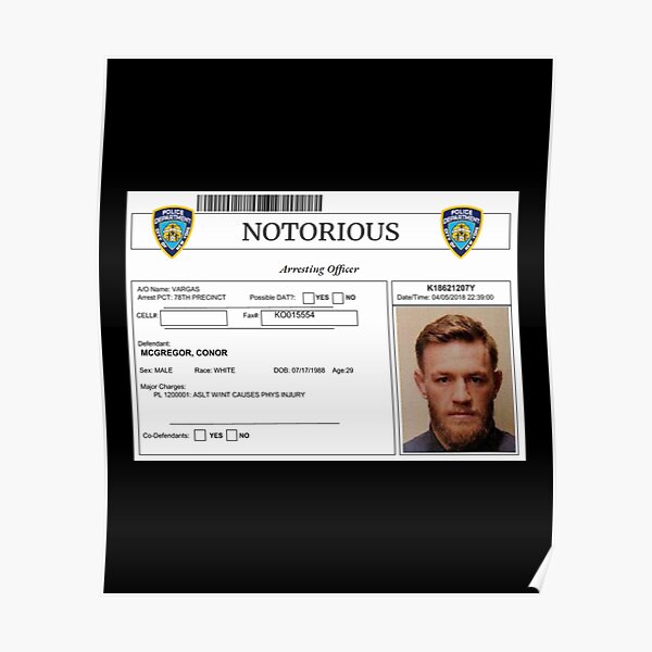 "Conor Mcgregor Mugshot" Poster For Sale By CharlesZulu | Redbubble