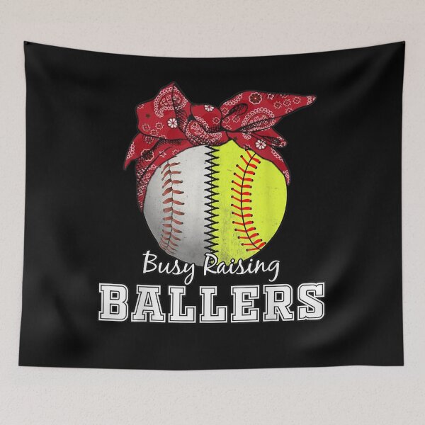 Item preview, Busy Raising Ballers Softball Baseball Tee baseball mom designed and sold by Mariaxjulio.