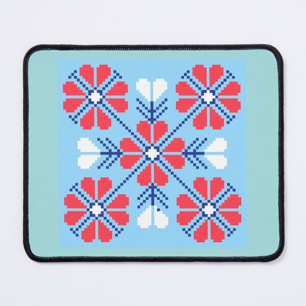 Item preview, Beautiful Red and White pixel folk flower pattern. designed and sold by Kanchan1987.