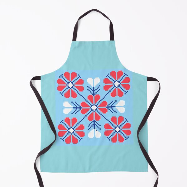 Item preview, Beautiful Red and White pixel folk flower pattern. designed and sold by Kanchan1987.