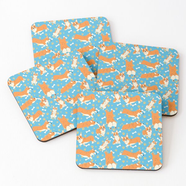 Item preview, Cute Corgi Dog Orange and Blue Pattern  designed and sold by quinellie.