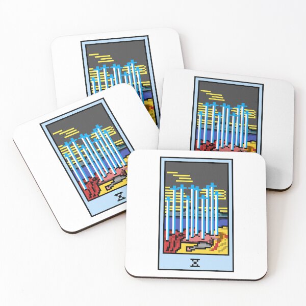 Item preview, Wait, is this pixel art tarot? White - Minor Arcana 'Ten of Swords' (Design for T-shirt, stickers and other accessories) designed and sold by Pixel Waite.